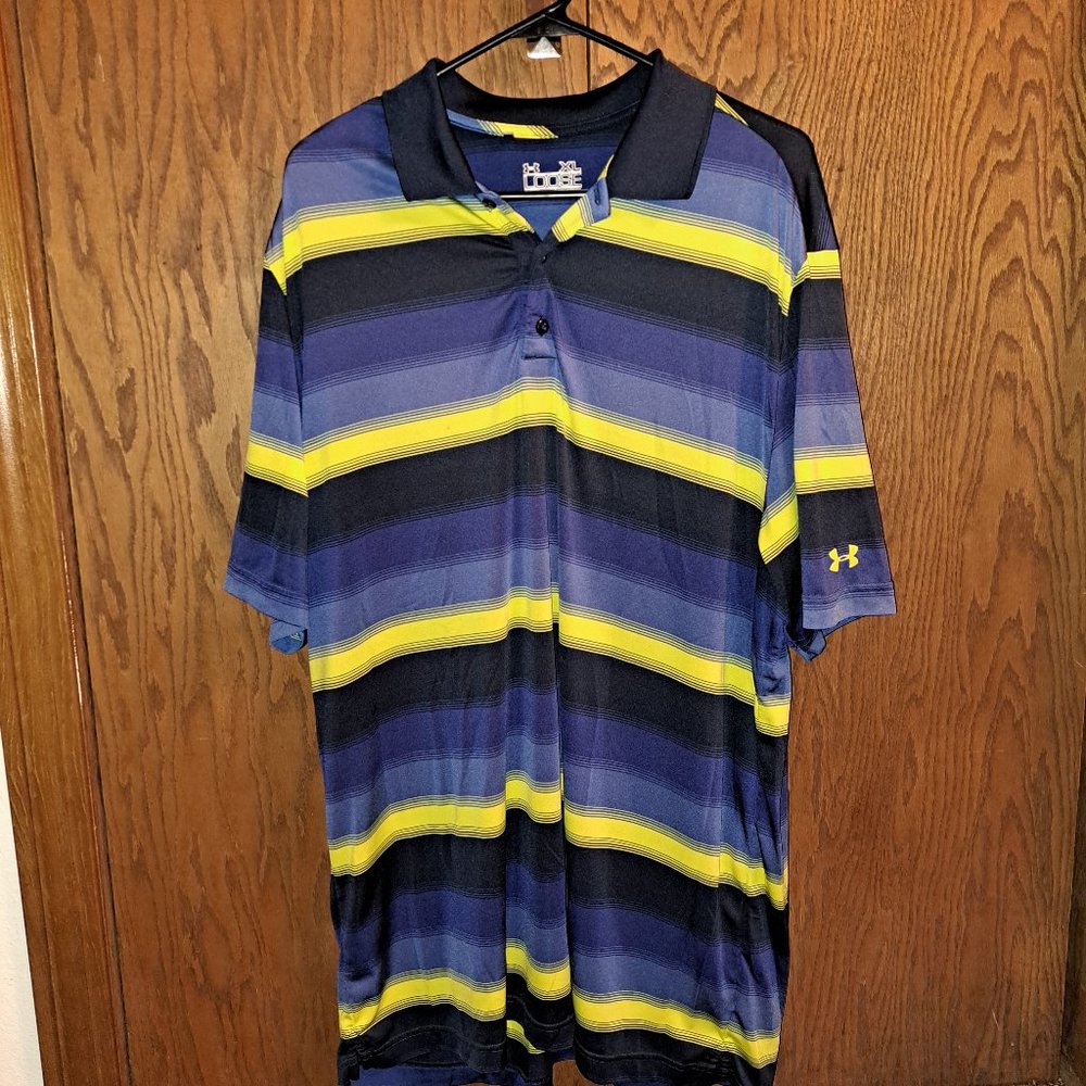 UnderArmour Xl Loose Heatgear Striped Golf Polo